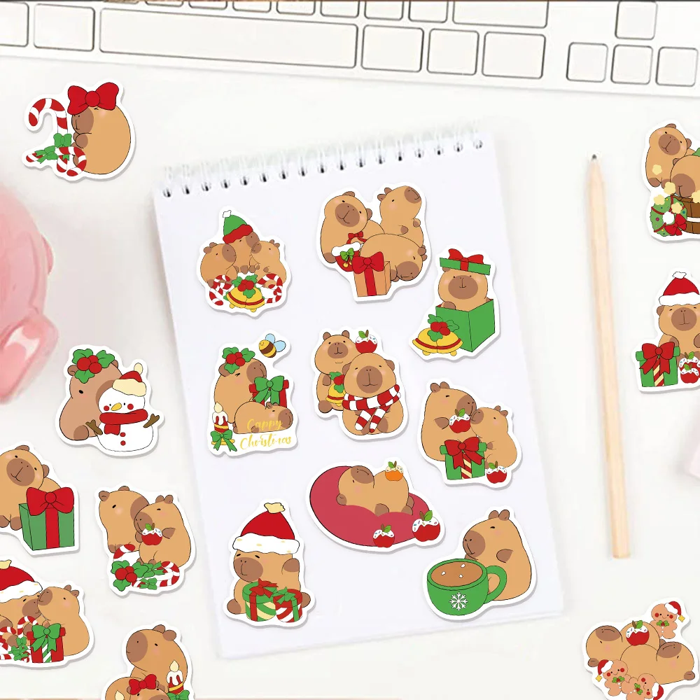 สติกเกอร์การ์ตูนคาปิบารา 50 ชิ้น สำหรับตกแต่งแล็ปท็อป กีตาร์ กระเป๋าเดินทาง จักรยาน สเก็ตบอร์ด กันน้ำ ของเล่น