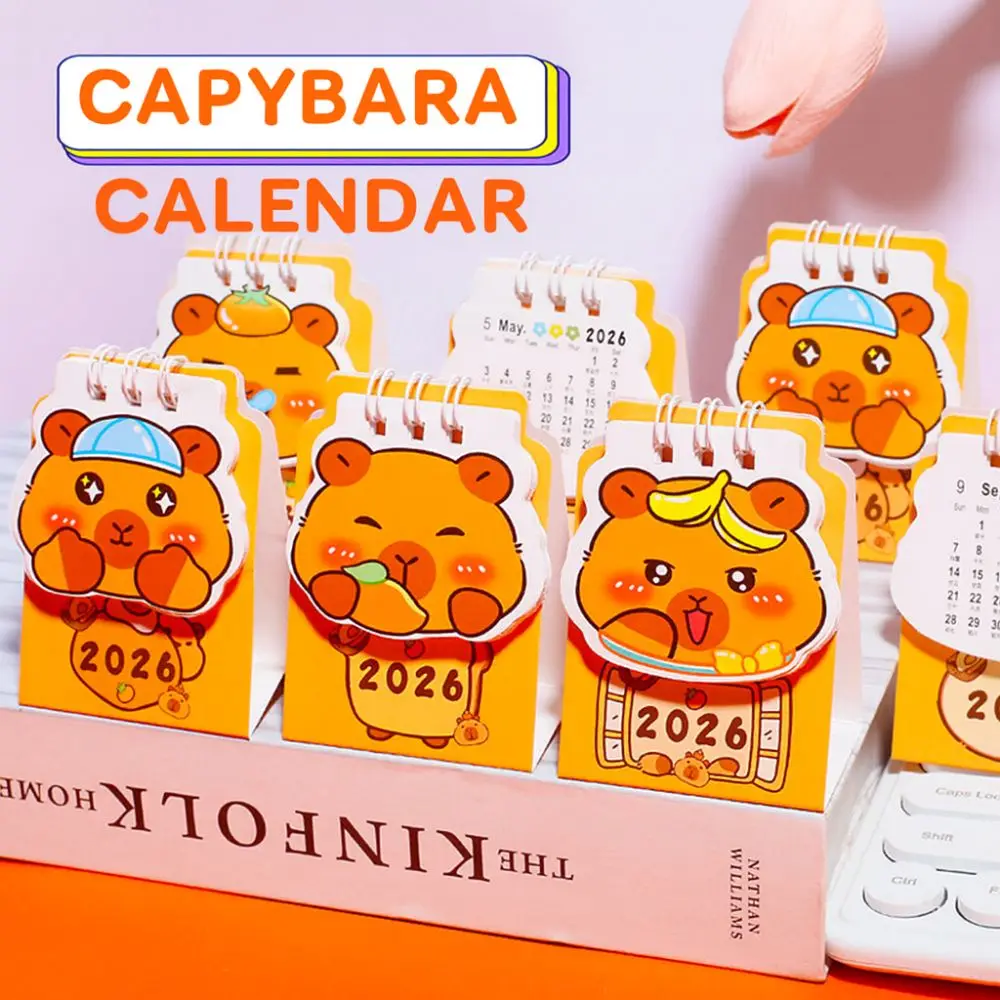 

Cute Mini 2026 Desk Calendar Portable Cartoon Capybara Mini Desk Calendar Calendar Plan Book Desktop Ornaments