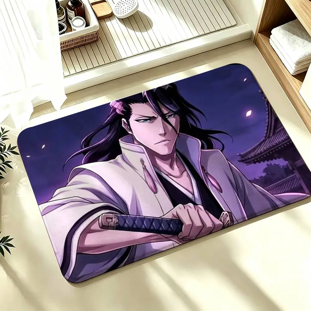 B-Bleach Anime K-Kuchiki Byakuya Shower Room Absorbent Small Floor Mat Soft Comfortable Decorative Foot Mat