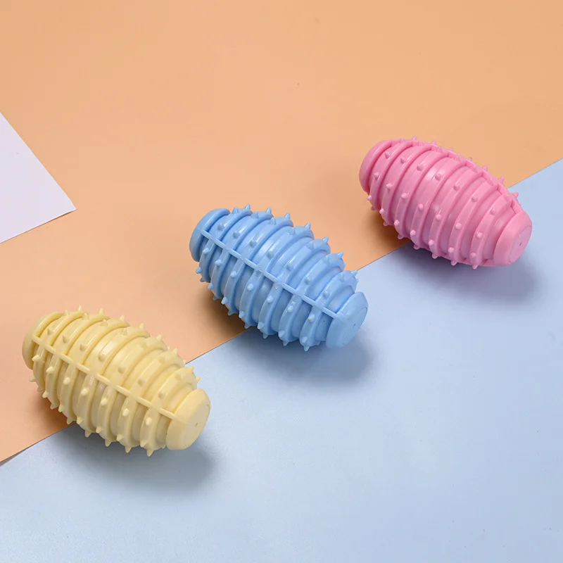 Spiky Oval Dog Chew Toy Bite‑proof Textured‑Surface Teeth Cleaning Toy Durable Teething Toy Anxiety Reduction Interactive Toy