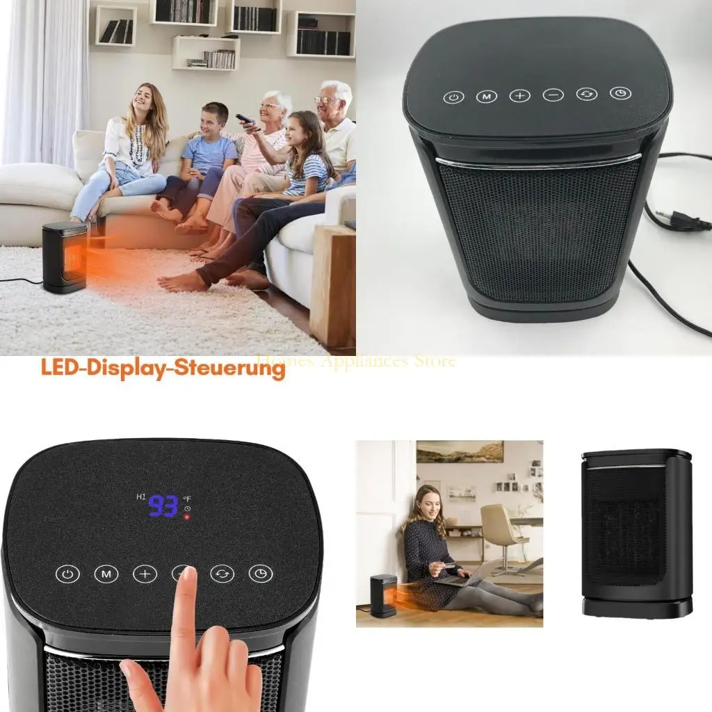 

D0AB Desktop Heater Powerful 1500W Fan Heater Electric Room Heater LCD Display Air Warmer Suitable for Office Bedroom Study