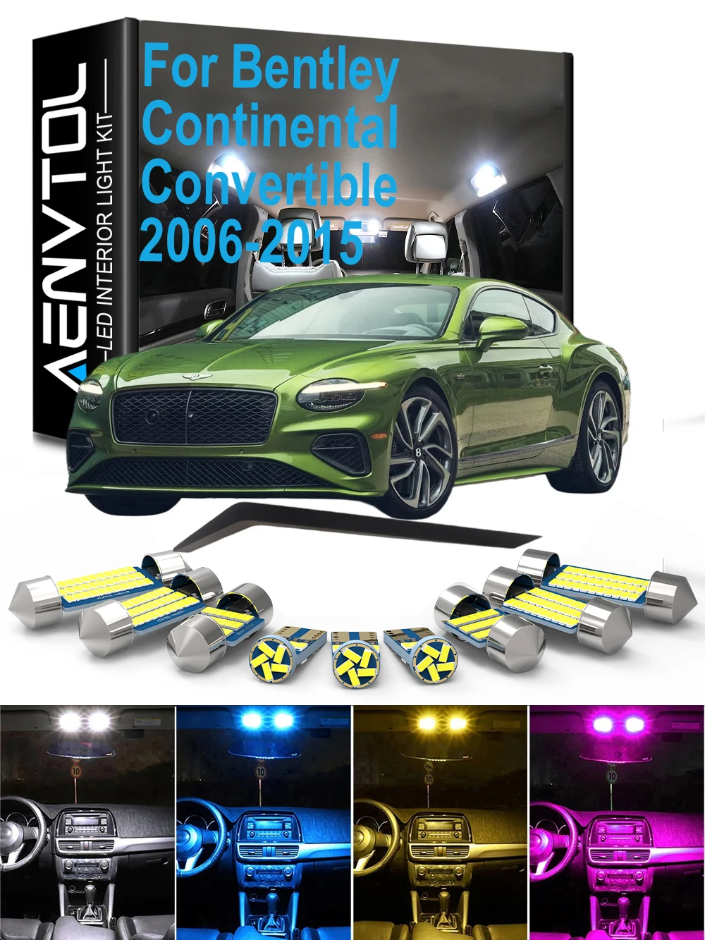 LED Interior Dome Reading Map Trunk Light Kit 16Pcs For Bentley Continental Convertible GT GTC 2006- 2012 2013 2014 2015