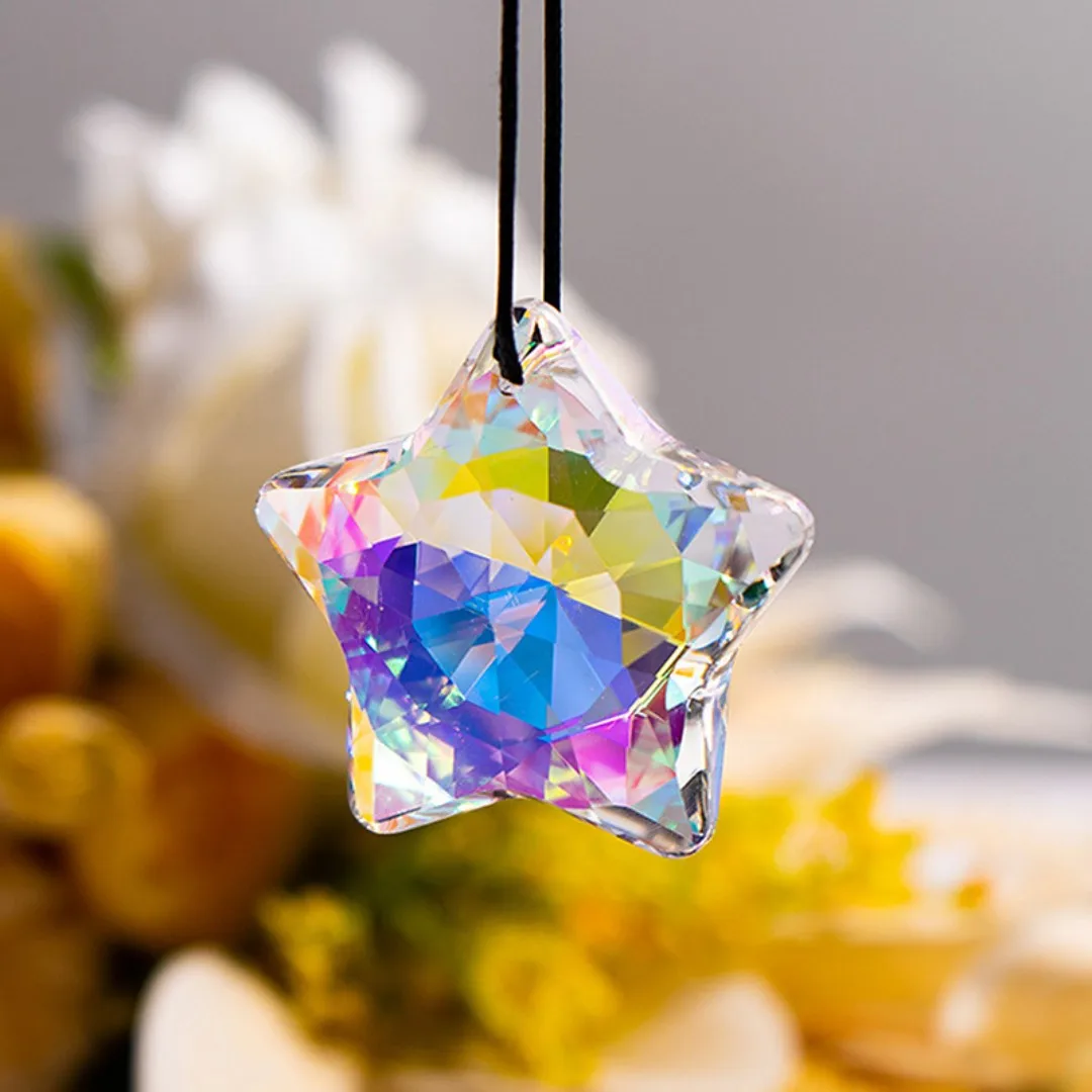 Camal 45mm Crystal Pendant Star Prisms1Pcs Rainbow SunCatcher Faceted Chandelier Hanging Ornament DIY Fengshui Lamp Parts