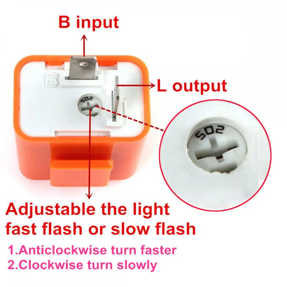 Motorcycle LED Flasher Relay Adjustable Frequency Square Flashing Flasher Motorcycle Led Lights Turn Signal Indicator 12V Flash
