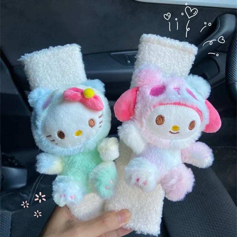 Sanrioed Cinnamoroll Hello Kitty Kuromi Car Seat Belt Protector Cartoon Style Car Shoulder Pads Car Interior Cute Decorations