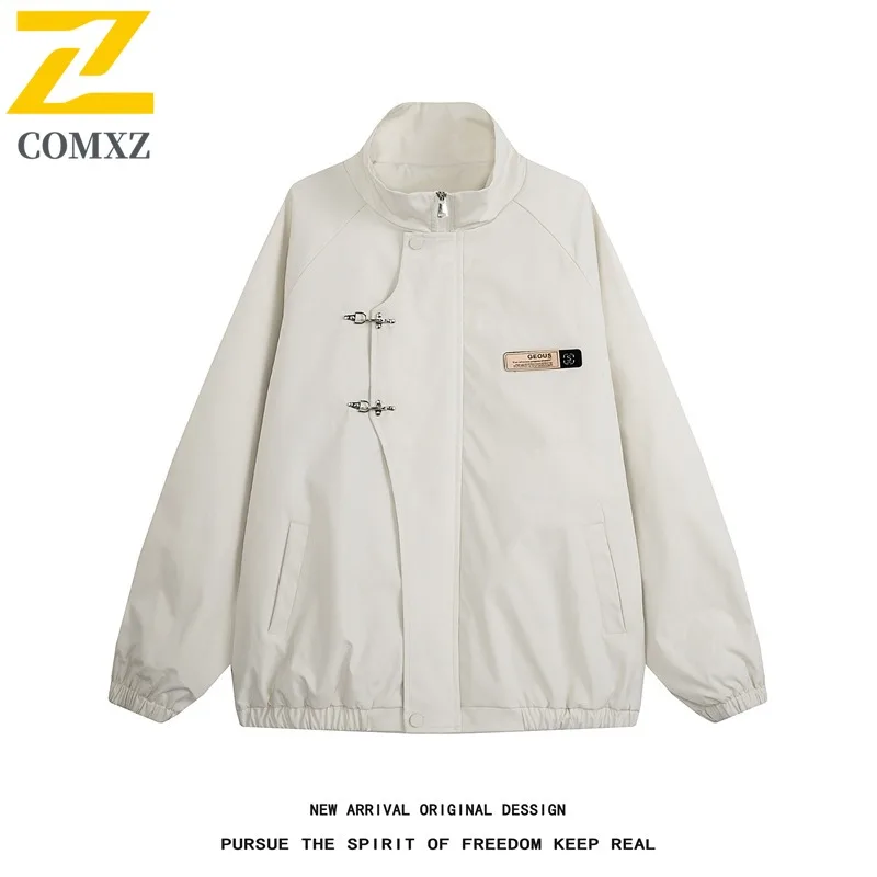 

COMXZ 2025 Men Jacket Classic Stand Collar Outdoor Climbing Scratch Resistant Coat Fashion Travel Style Windproof Autumn Garment