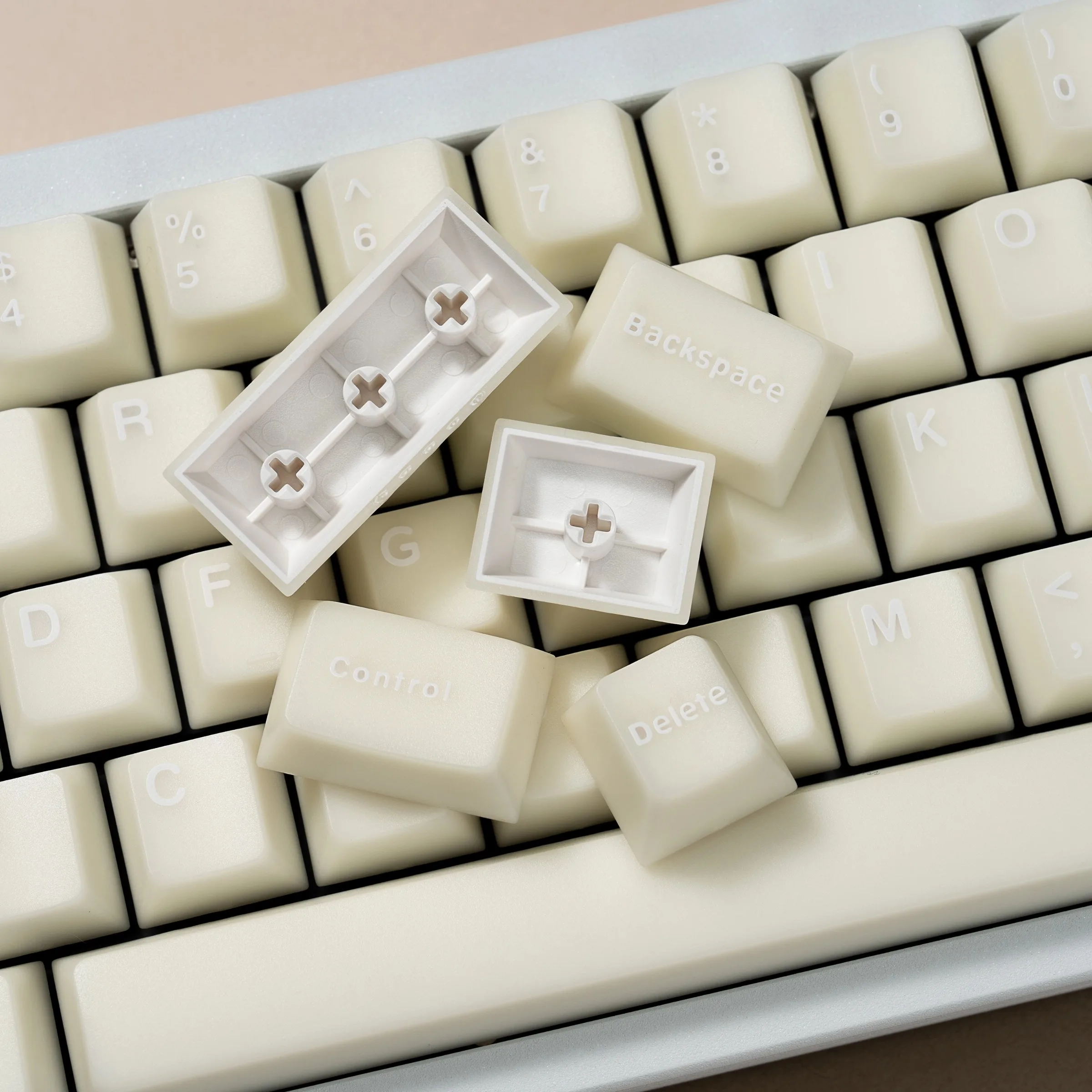 White marble semi-transparent keycaps Original height ABS two-color two-color keycaps Mechanical keyboard