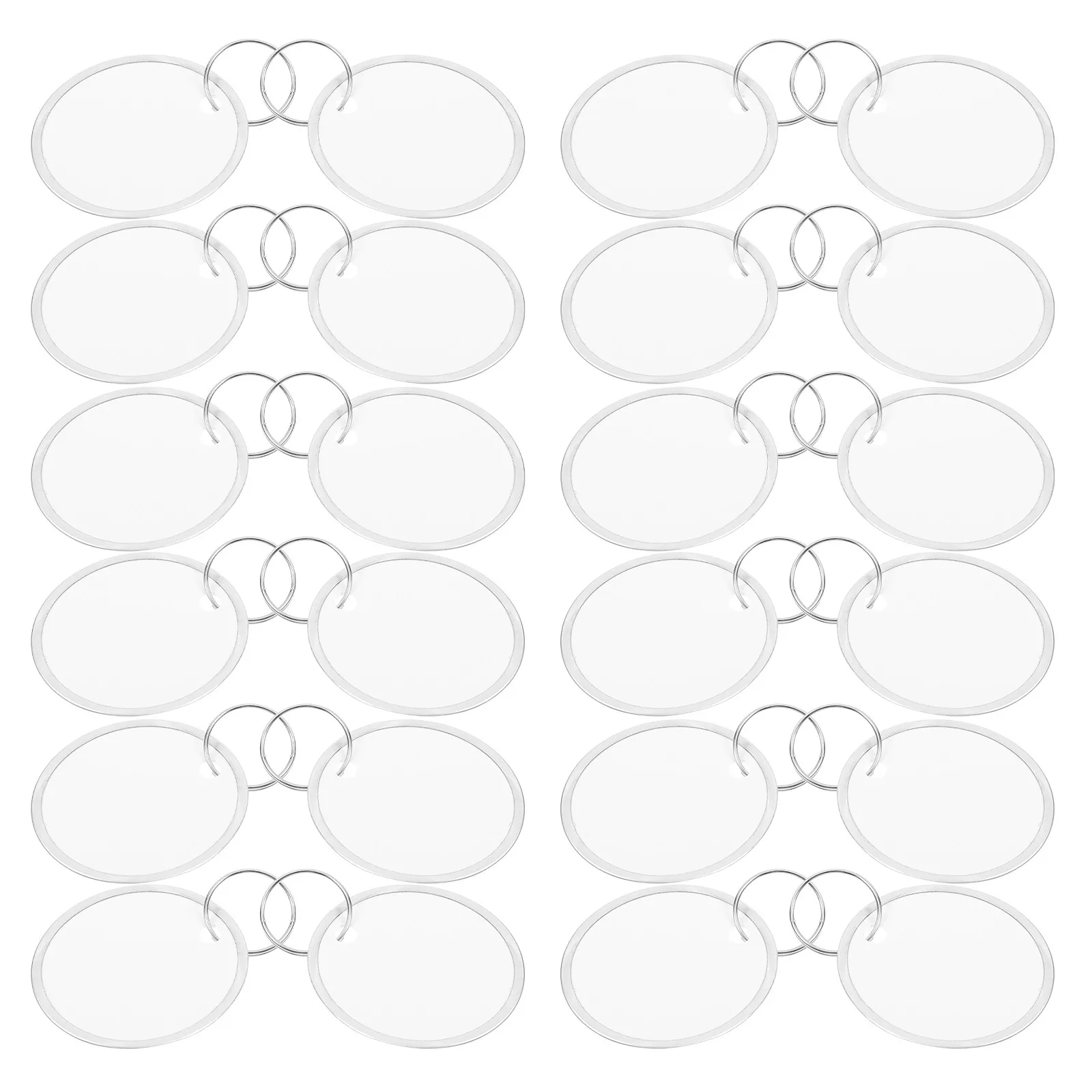 100個入り-ホワイトペーパーキータグ-丈夫な金属リム付き-両面筆記面とキーリング付き-ワークショップ、ガレージ、オフィス用