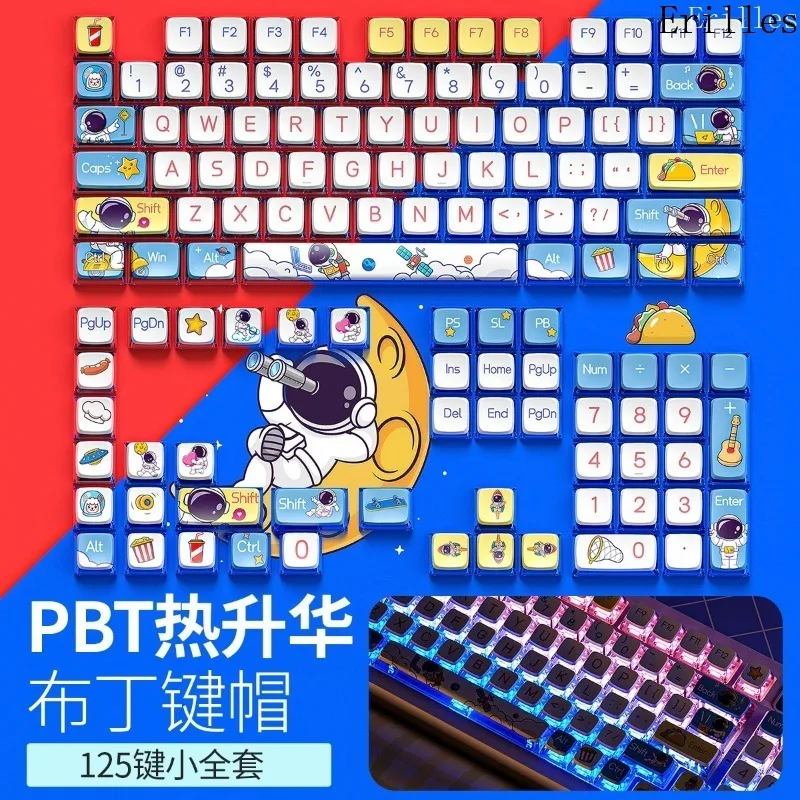 พุดดิ้งโปร่งใส Keycap ชุดคีย์บอร์ดคุณภาพสูงพิเศษหมวกบุคลิกภาพ DIY นักบินอวกาศ Theme คีย์บอร์ดสวิทช์