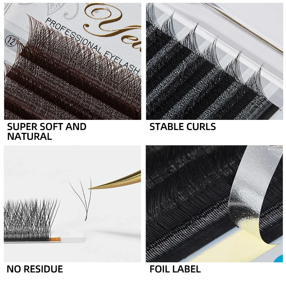 Yelix 0.07mm W Shape Lashes Soft Clover 3D Mink Lashes Cilios W Eyelash Extension Supplies Fake Eyelashes Natural