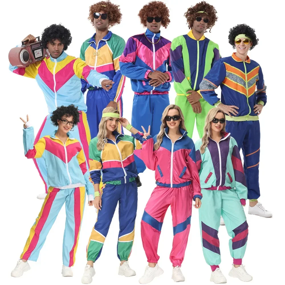 

Retro 70s 80s Rock Hippie Costumes Women Carnival Halloween dress up Party Hip-Hop Disco Clothing Suit Outfits Couple stage show