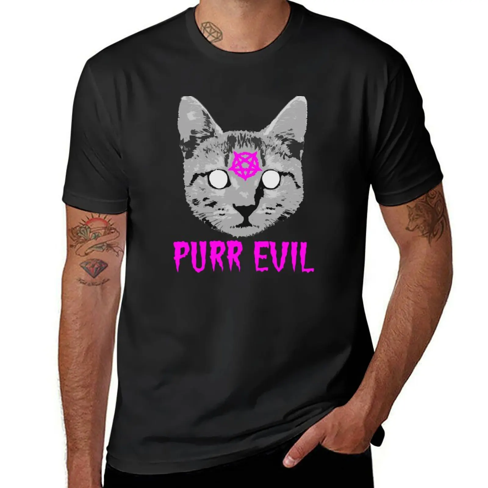 Purr Evil T-Shirt boys animal print cute clothes summer tops korean fashion mens t shirts casual stylish