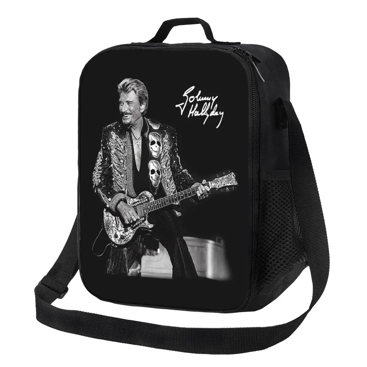 

Johnny Hallyday Insulated Lunch Tote Bag for Women French Singer Rock Music Portable Thermal Cooler Food Lunch Box School