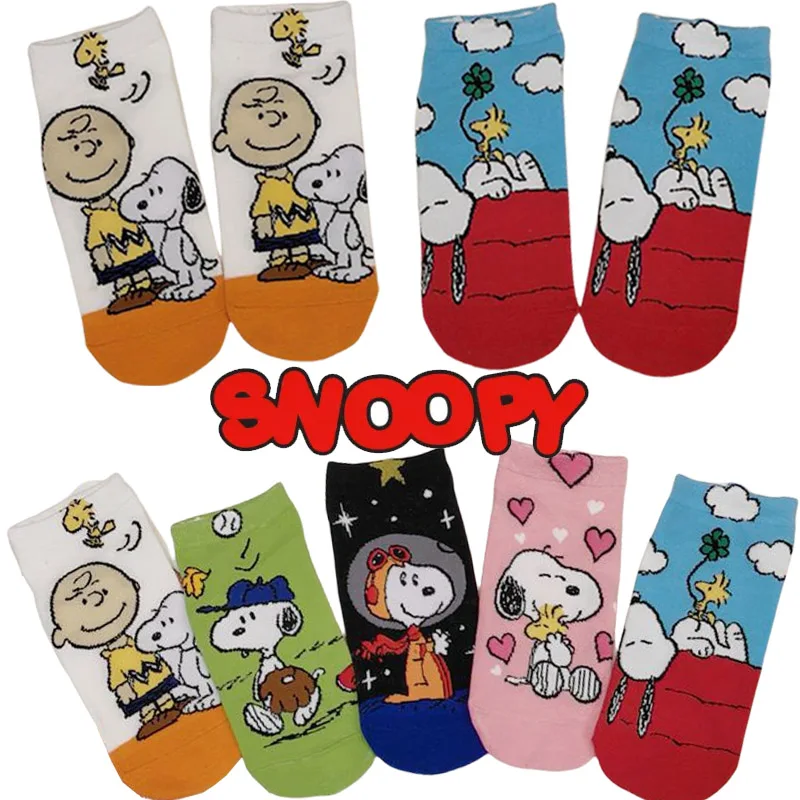 1Pairs Snoopy Women Socks Cotton Breathable Sports Boat Sock Soft Summer Short Tube Socks Cute Boat Sockslow New Japanese Socks