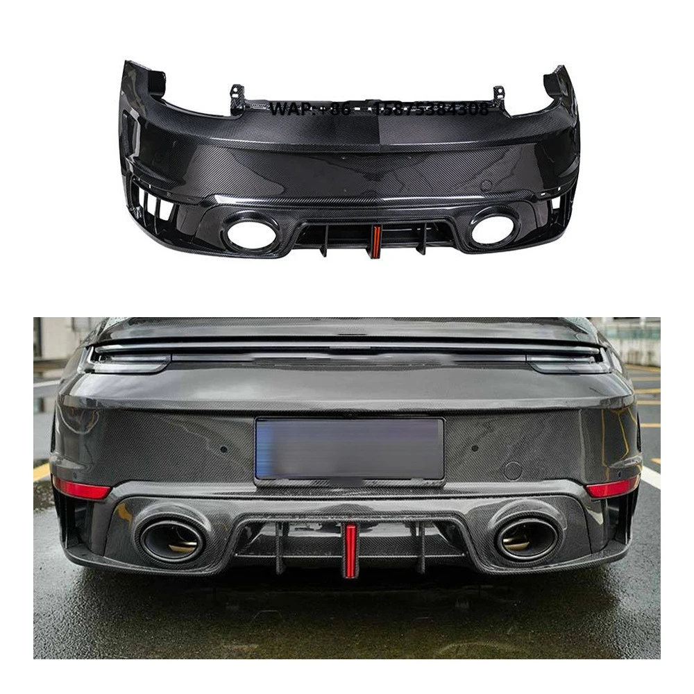 High Quality  Prepreg Dry Carbon Fiber Rear Bumper Diffuser Spoiler Body Kit for 992 Turbo S