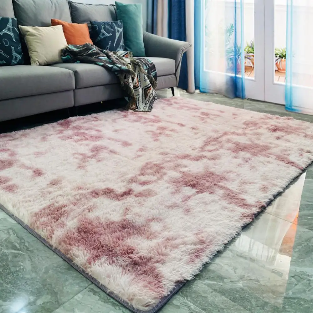 

VIKAMA Silk And Wool Carpet For Children's Room, Living Room And Bedroom, Tie-Dye, Non-Slip, Washable, Home Decoration