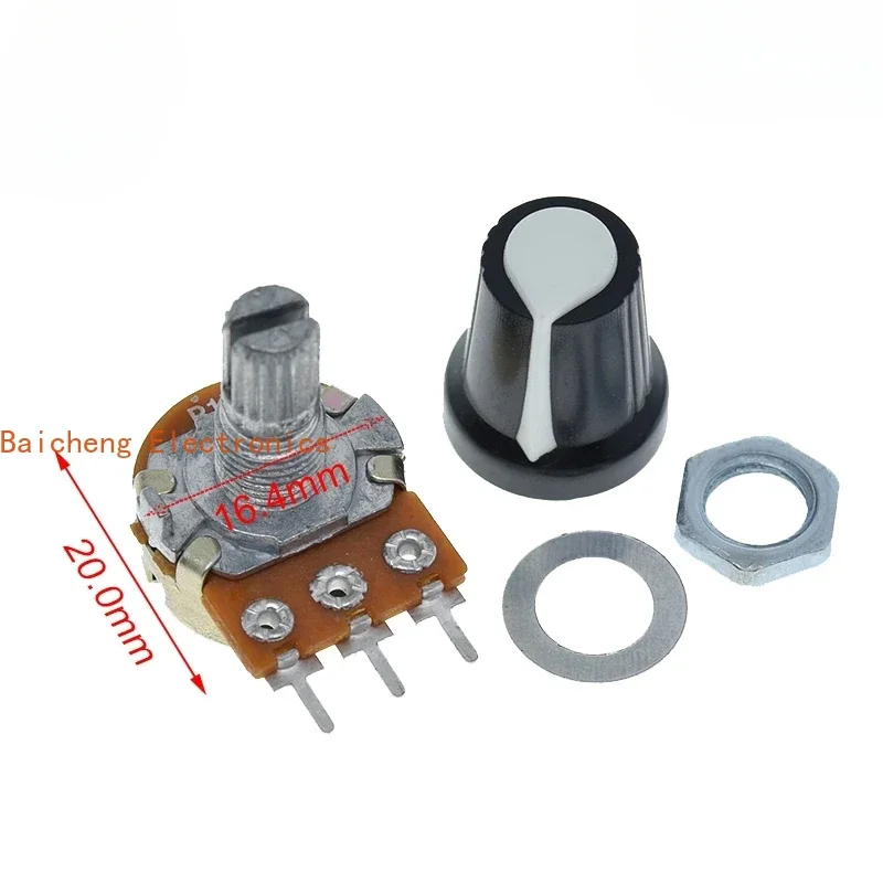 10Sets WH148 1K 10K 20K 50K 100K 500K  15mm 3 Pin Linear Taper Rotary Potentiometer Resistor for Arduino with AG2 White Cap
