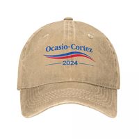 Ocasio-cortez 2024 Unisex Baseball Caps Alexandria Ocasio Cortez AOC US Distressed Denim Washed Hat Retro Outdoor Golf Sun Cap