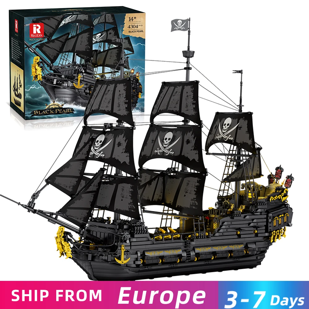 4304PCS Schwarz Perle Piraten Schiff Modell Bausteine Set Film Skeleton Abenteuer Boot Ziegel Diy Spielzeug Für Kinder Urlaub geschenke