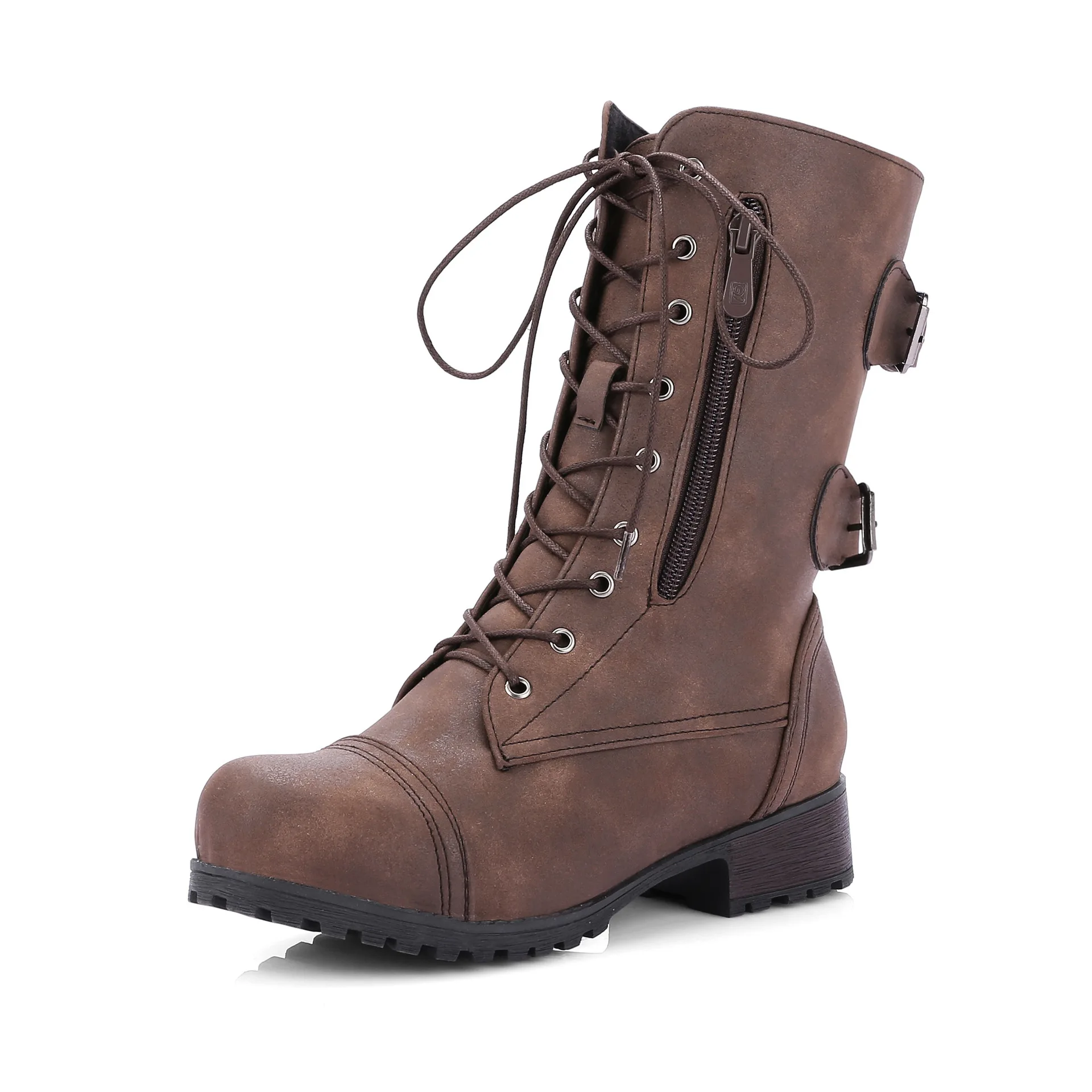 Women's boots 2025 autumn and winter small thick heel lace up belt buckle casual short tube women's boots large size boots
