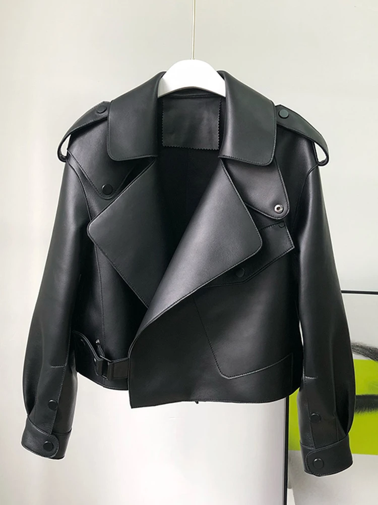 2024 Spring Autumn Women PU Leather Jacket Casual Lady Windproof Motorcycle Leather Coat