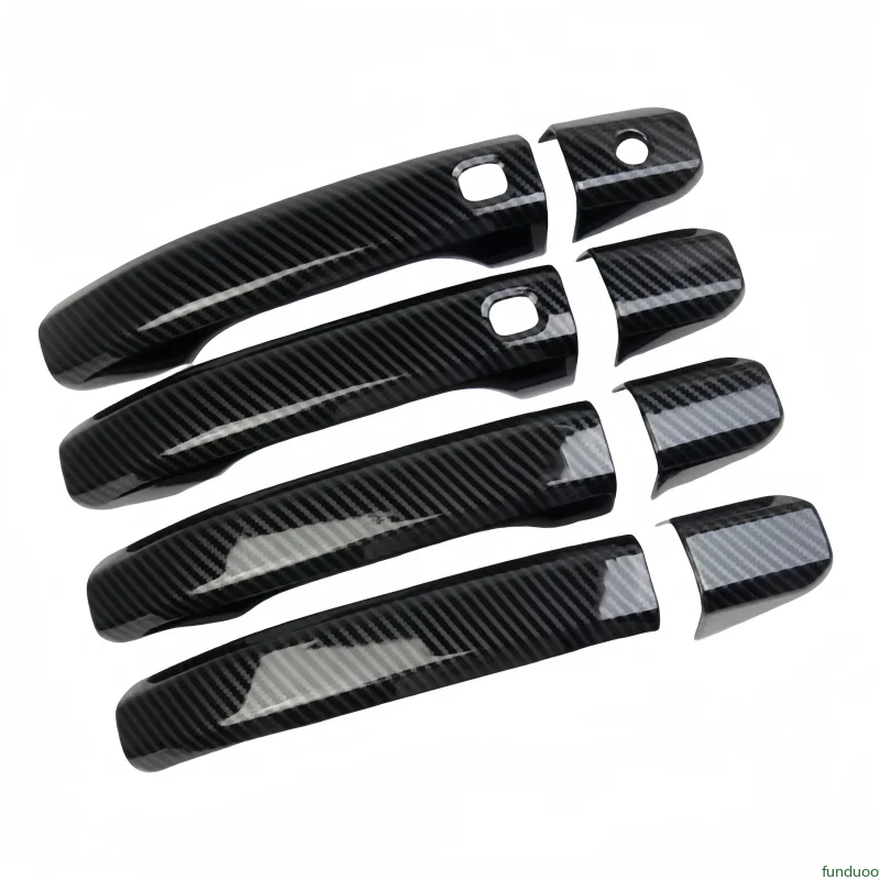Door Handle Cover Glossy Black Carbon Fiber Chrome Trim Styling Accessories For Chevrolet Silverado GMC Sierra 2015-2023