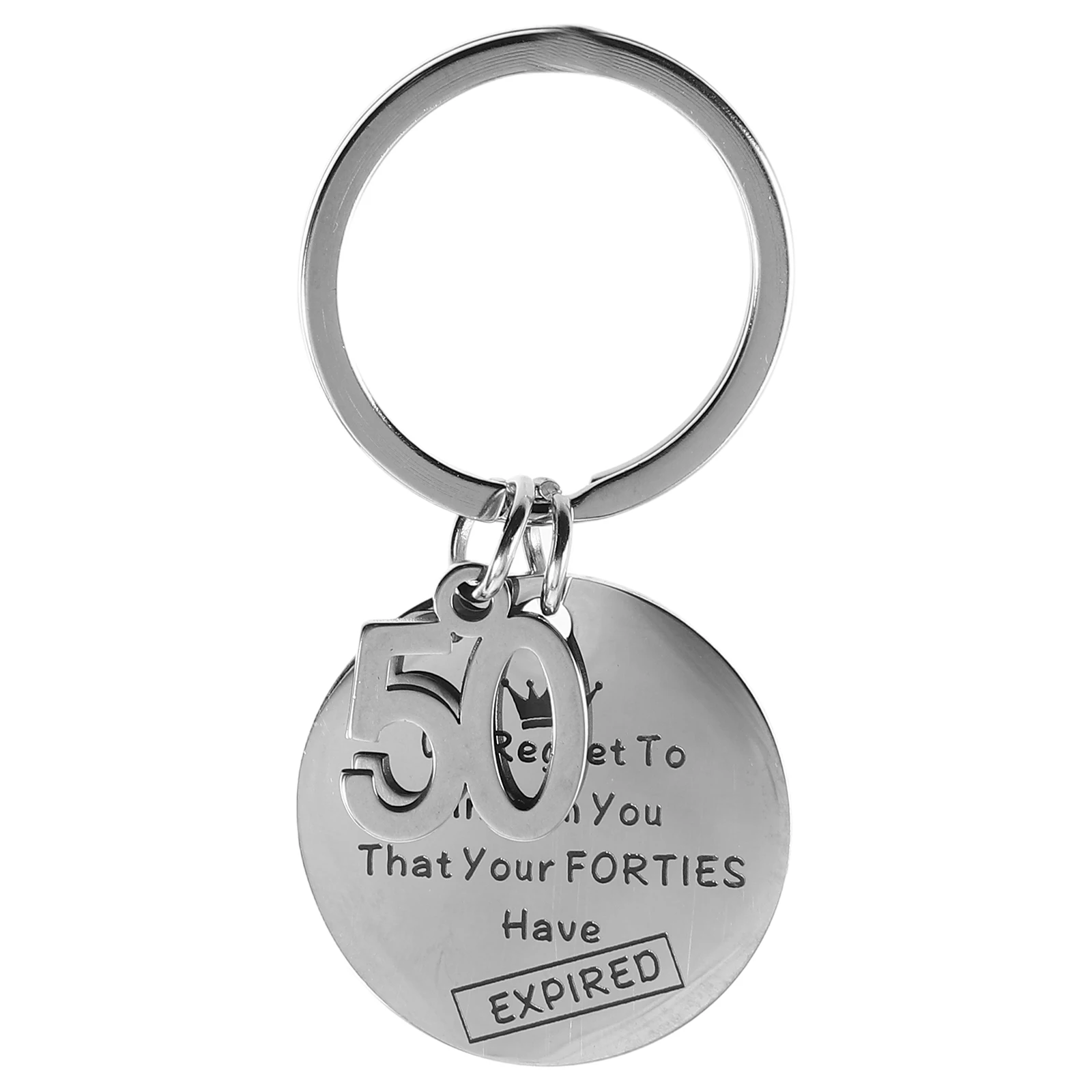 

Commemorative Keychain Birthday Jewelry Pendant for Women Charm Accessories Silver Keyring