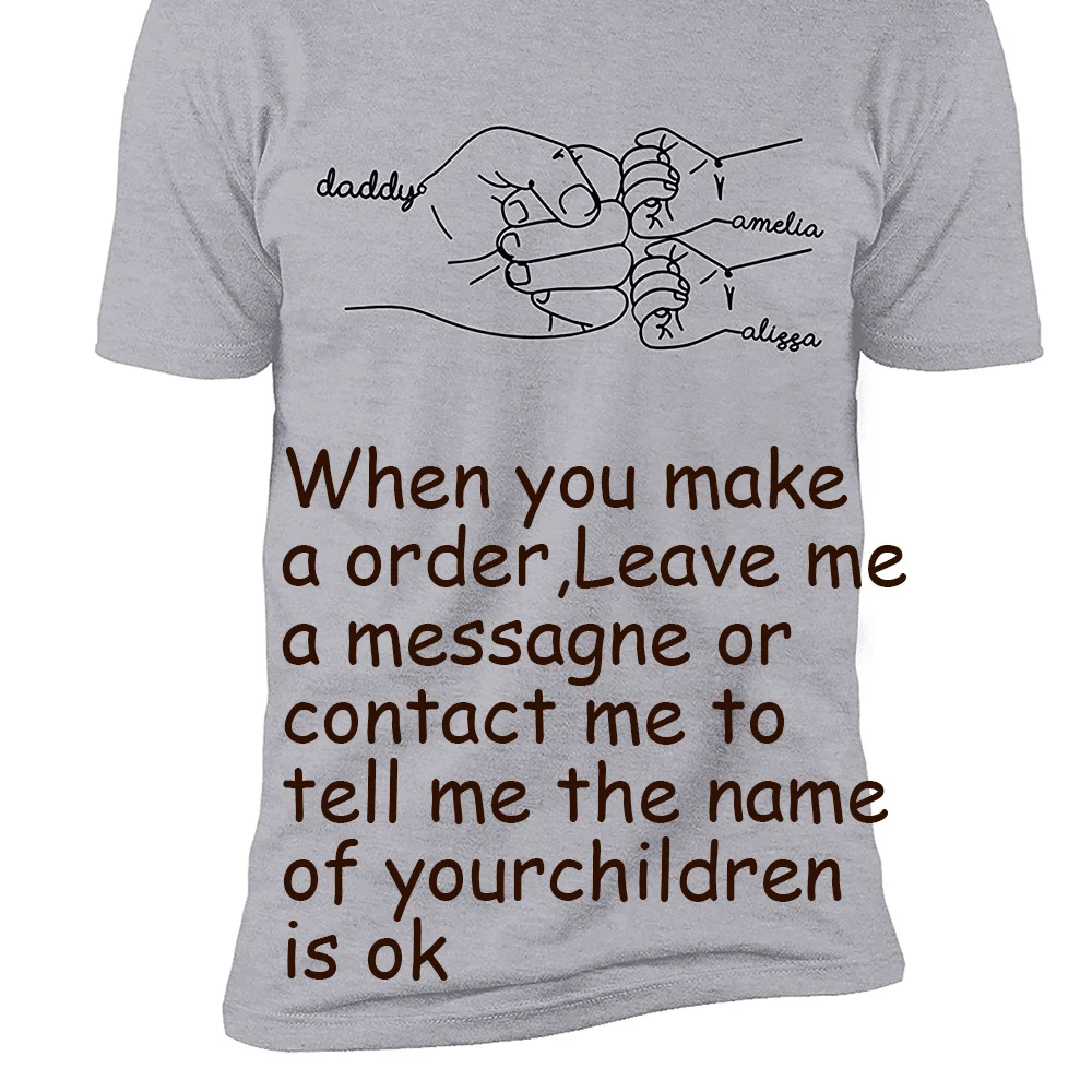 Hand Drawn Daddy Child Fist Bump Fathers Day Shirt Custom Dad Shirt Personalized Tshirt Grandpa Graphic Funny Cute T-Shirt