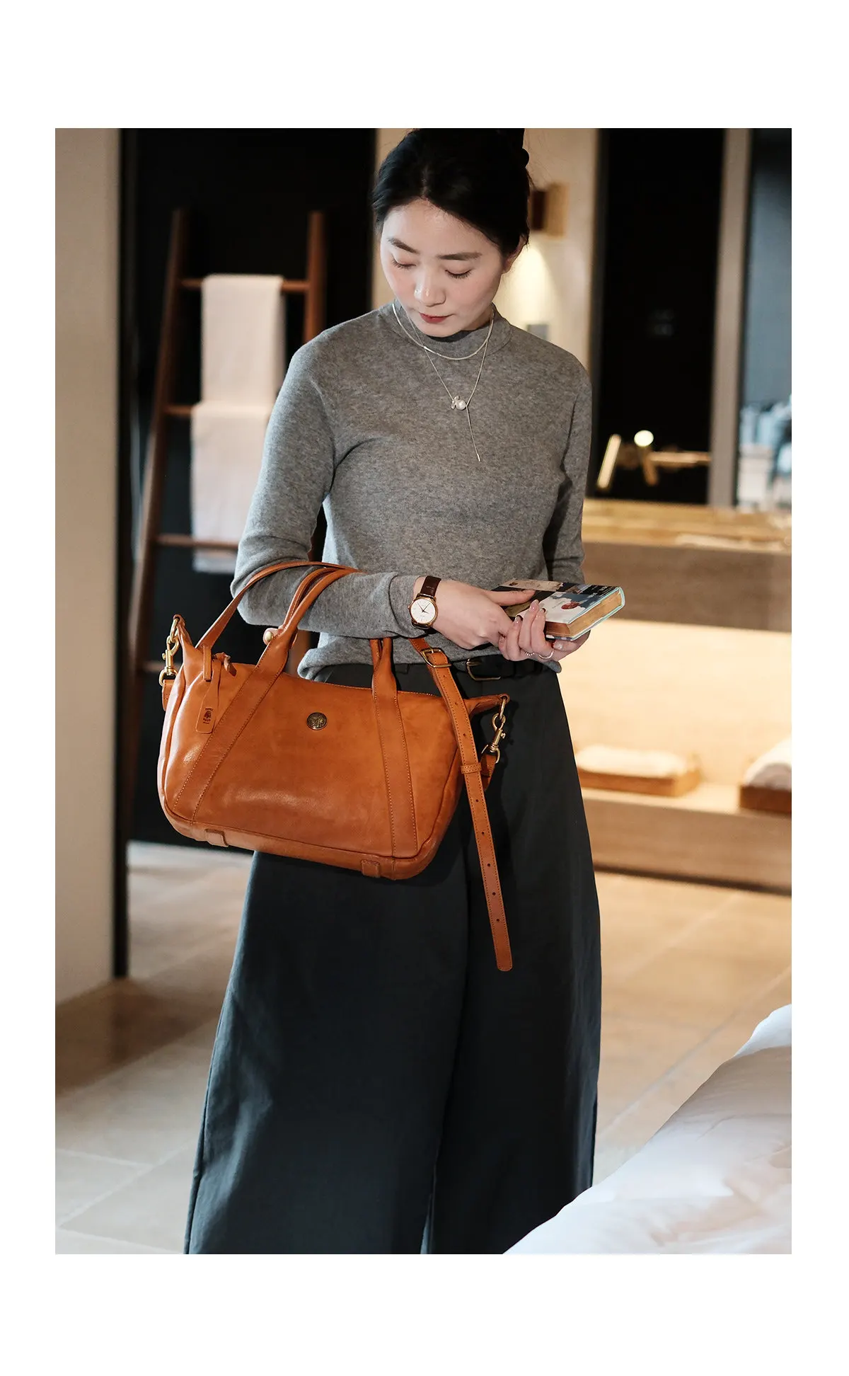 PNDME Organizer Designer handgefertigte Damenhandtasche aus echtem Leder, modische Luxus-Umhängetasche aus Rindsleder mit großem Fassungsvermögen – Detail 5