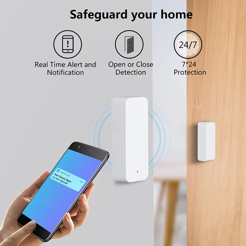 Tuya Smart WiFi Door Sensor Door Open/Closed Detector Home Alarm Security Protection Smart Life Control Via Alexa Google Home