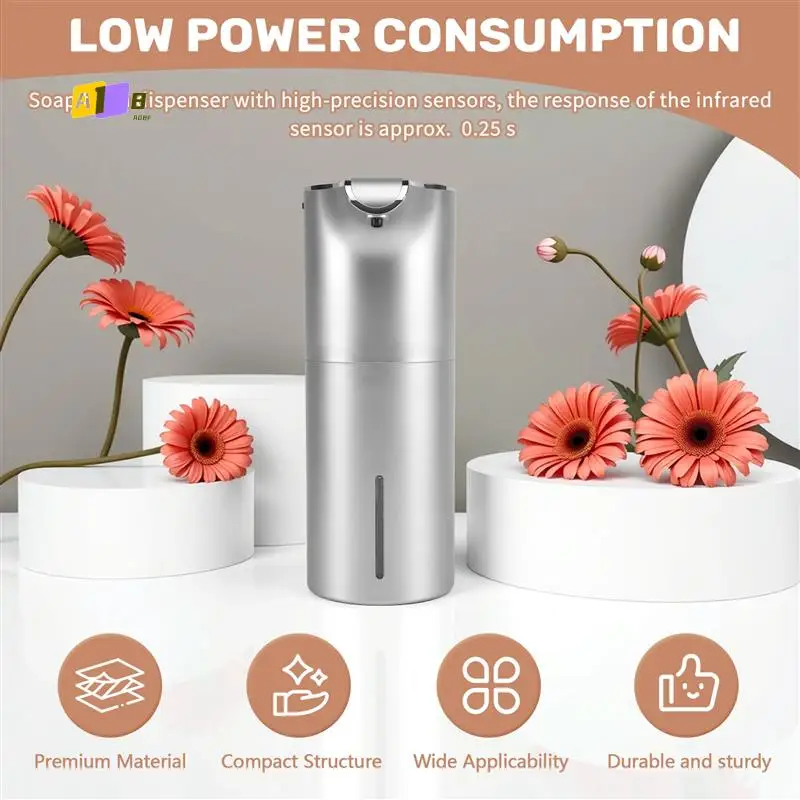 

A08F-Soap Dispenser Automatic - Touchless USB Rechargeable Electric Foam Soap Dispenser Adjustable Waterproof 450 ML