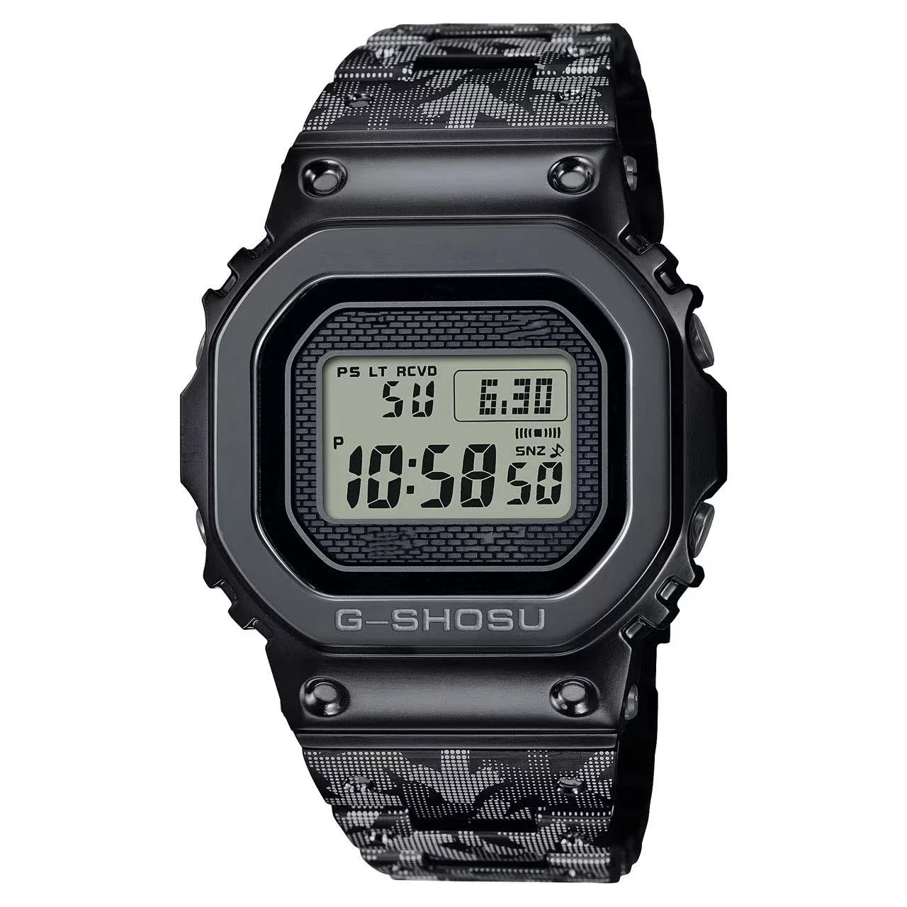 デジタル電子スポーツユニセックス腕時計フル機能スクエア合金 LED ダイヤルスチールストラップフル機能 5000 シリーズ