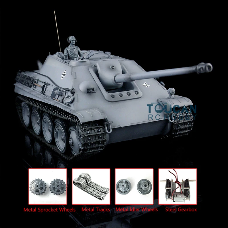 HENG LONG 1/16 gris 7,0 actualizado Jadpanther RTR RC tanque 3869 pistas de Metal juguetes para niño TH17457-SMT4