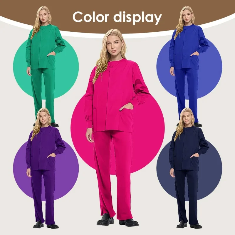 ملابس عمل لطبيب الأسنان في المستشفى، ملابس غسيل يدوية بأكمام طويلة، ملابس نسائية للخريف والشتاء، فرشاة ملابس يدوية #2