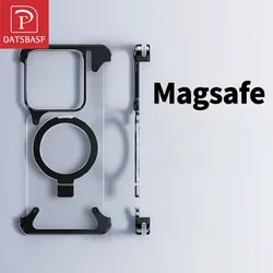 Oatsbasf Magnetic Frameless Phone Case Magsafe Bumper with Stand Phone Cover for Xiaomi 13, 13 Pro, New Upgrade Phone Cover