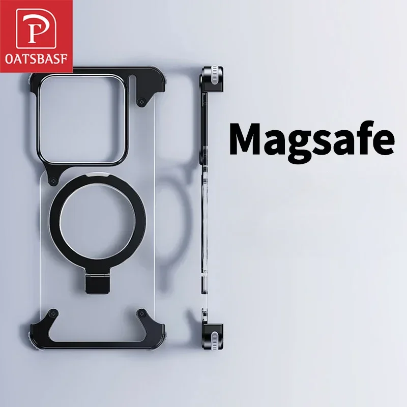 Oatsbasf Magnetic Frameless Phone Case Magsafe Bumper with Stand Phone Cover for Xiaomi 13, 13 Pro, New Upgrade Phone Cover