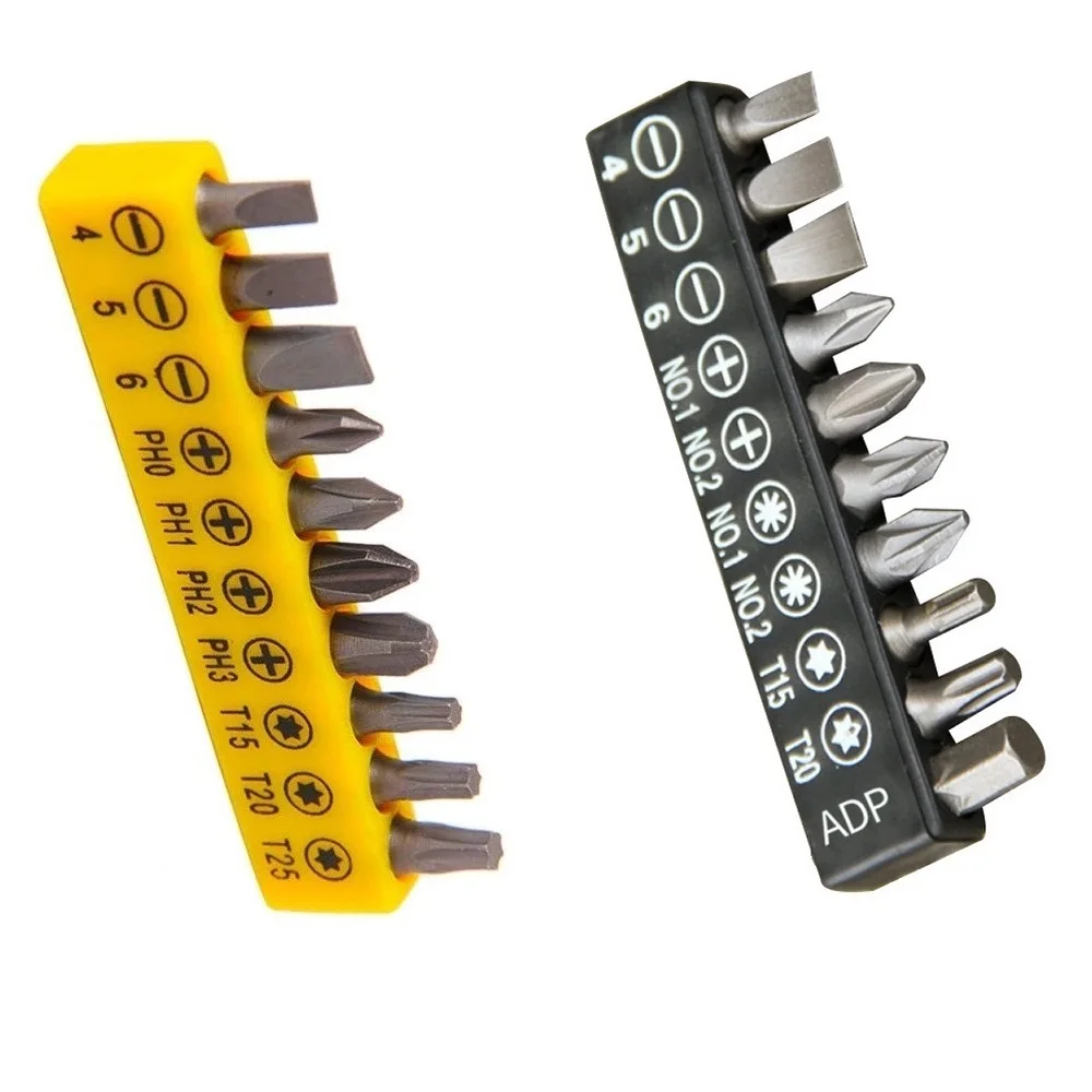 Set di punte per inserti da 1/4 "strumento di manutenzione per la riparazione cacciavite elettrico antiscivolo nero/giallo sostituzione a testa piatta