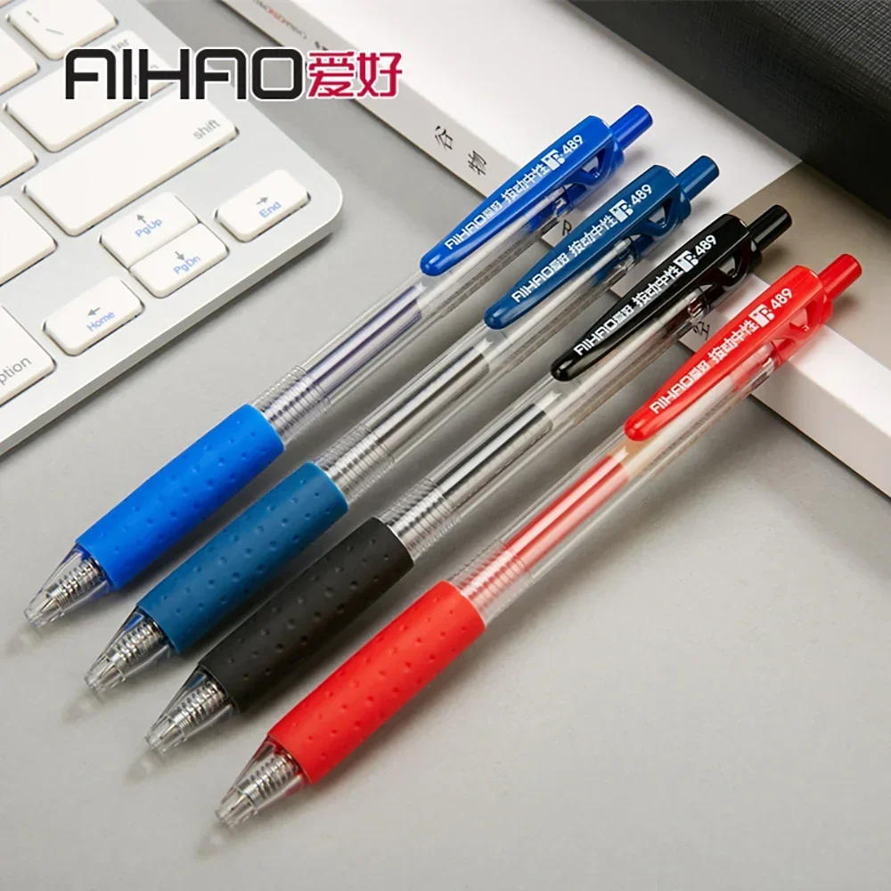 12pcs AIHAO Gel Pen 489 Press Color Note-takingCarbon Balls Black Pen Supplies Stationery School Supplies Office Accessories