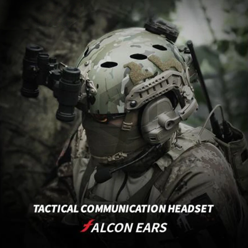 New FCS-TACTICAL Falcon Ears Pickup And Noise Reduction Tactical Dual Channel Communication Headset TB1490 Esports Headphones