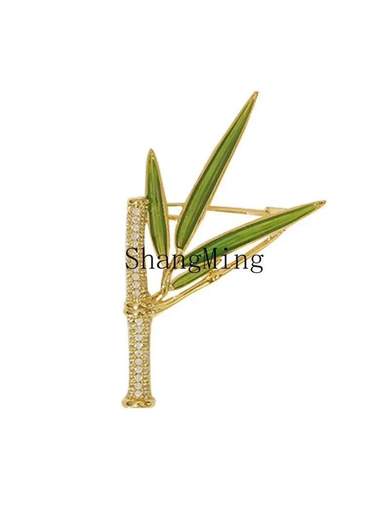 

LXY exquisite bamboo leaf brooch, high-end pin, niche retro suit, luxury decoration