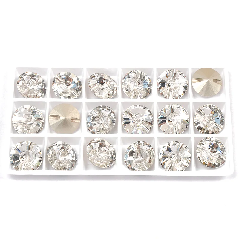 3015 Rivoli All Sizes Crystal Buttons Rhinestones Buttons for Clothes Accessoires Couture Sewing On Stones For Clothing