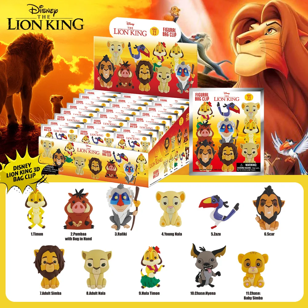 Caja ciega con licencia oficial del Rey León, bolsa de estatuilla de PVC, dijes con Clip, decoración de Simba Timon Pumba, regalo, 1 unidad, Disney