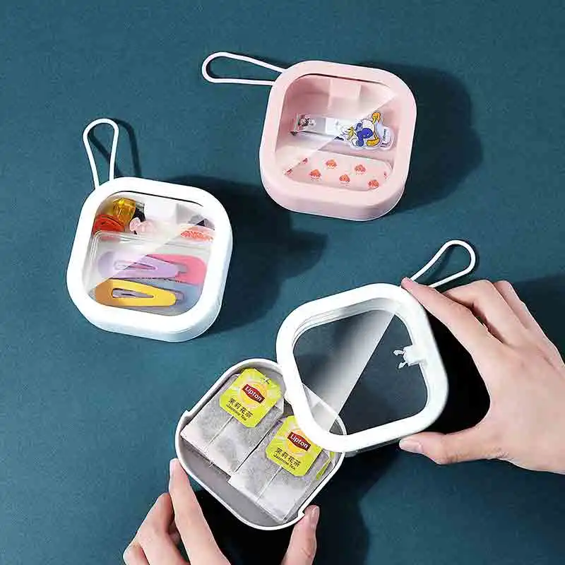 Mini Portable Storage Box Carry-on Clear Flip Jewelry Storage Box Small Storage Boxes Cell Phone Cord Pill Paper Clips Case