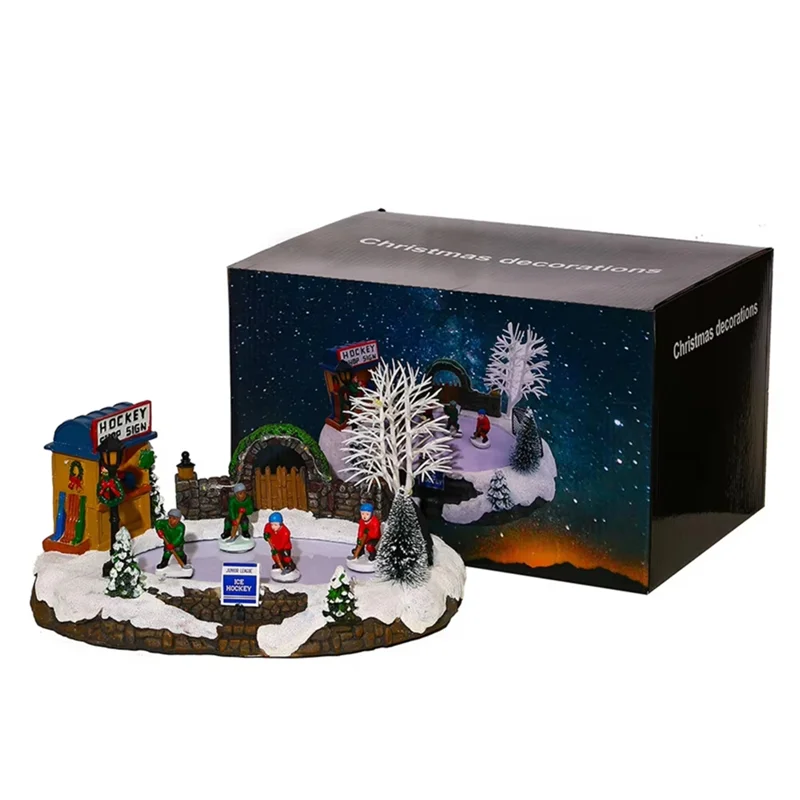 AAAF الراتنج عيد الميلاد تمثال عيد الميلاد صندوق تشغيل الموسيقى مضاءة LED عيد الميلاد الحلي لسطح المكتب الحلي هدية الكريسماس #1