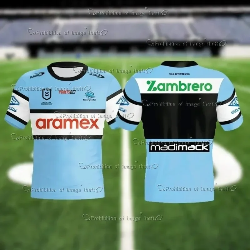 

3D Printed Rugby Shirts for Children and Adults NRL Shirts,Australian Cronola Sutherland Sharks Training Speed Dry T-shirts Tees
