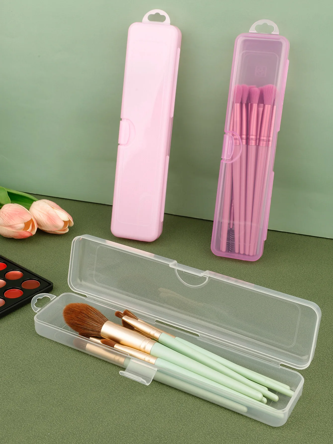 메이크업 브러쉬 주최자 뚜껑이있는 휴대용 방진 연필 케이스 아이 섀도우 브러쉬 눈썹 연필 주최자 여행 칫솔 케이스