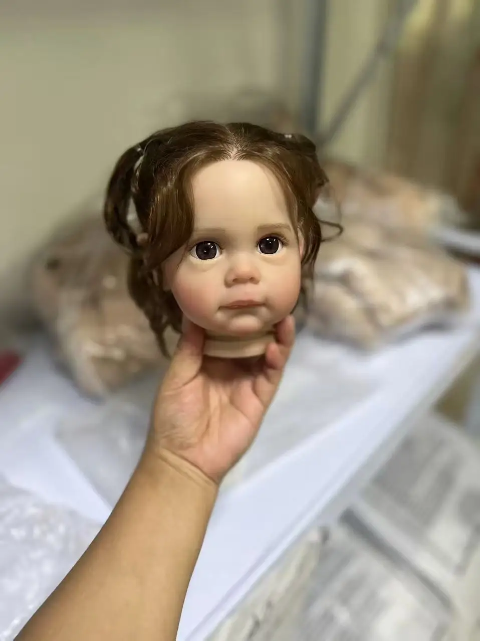 

23inch Reborn Doll Kit Maggi Unfinished Unassembled DIY Doll Parts with Cloth Body and Eyes Hand Rooted Hair