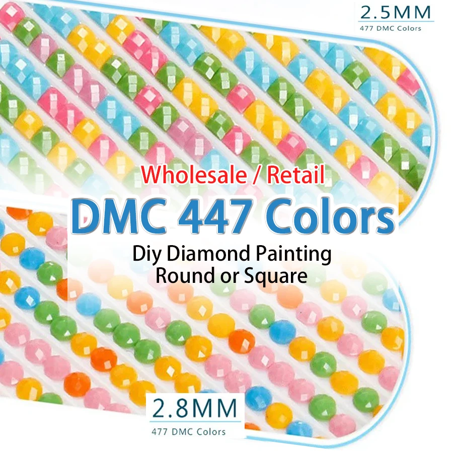 Wholesale 5D Diy Diamond Painting Drills DMC 447 Colors Full Square/Round Beads Diamond Embroidery Accessory Mosaic diamonds