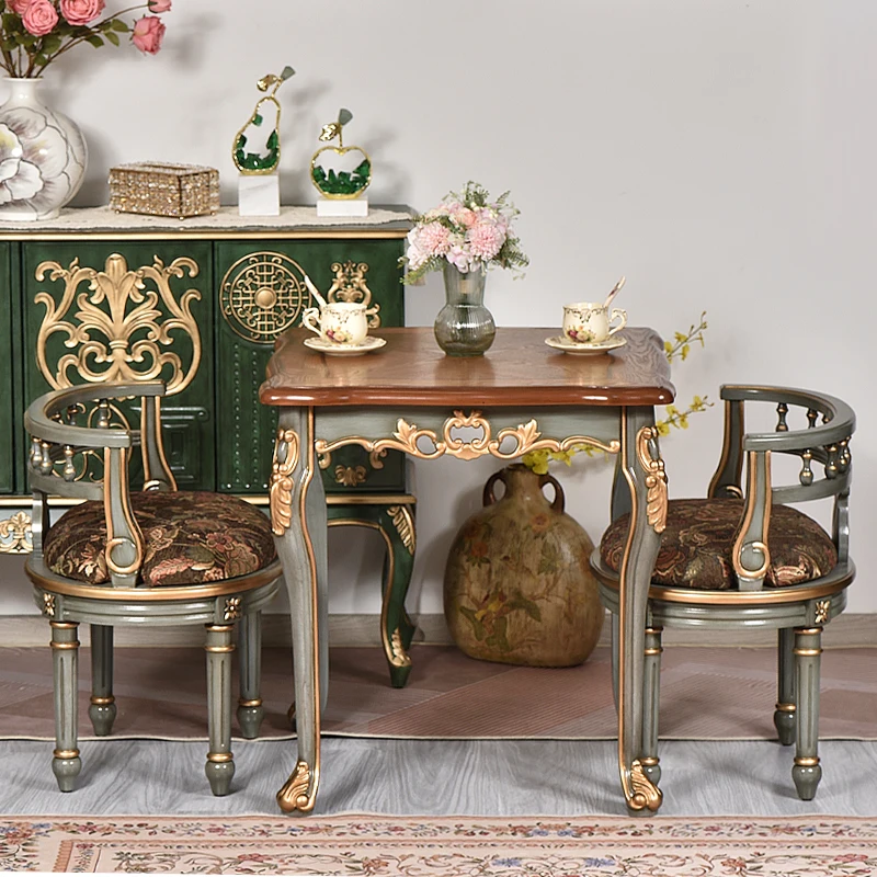 

All solid wood small apartment dining table balcony table and chair combination