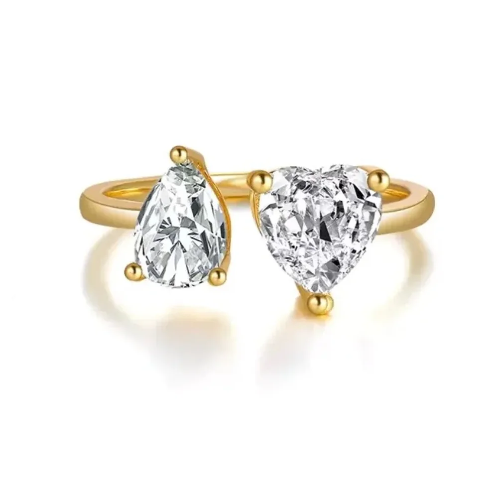 خاتم نسائي بسيط من الزركون قابل للتعديل بلون ذهبي على الموضة لعام 2025 هدية مع هندسة عالية الجودة. #4